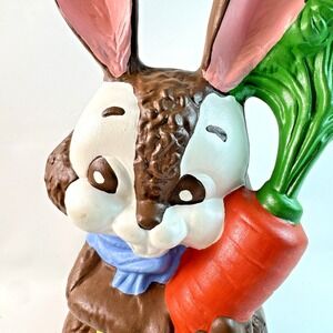 Vintage Bunny Rabbit Holding Carrot Easter Spring  Ceramic Figurine 11"